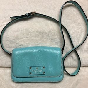 Kate Spade leather messenger Tiffany blue